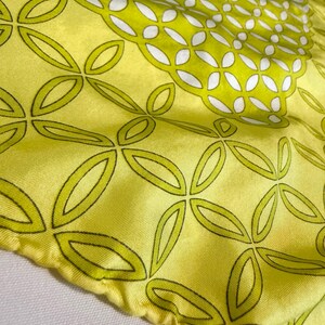 Geometric Neck Scarf, Chartreuse Yellow Vintage Square with Interlocking Circles