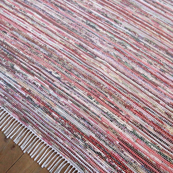 8x10' 6" Rag Rug / Project Remnants / Pink, Red, Floral