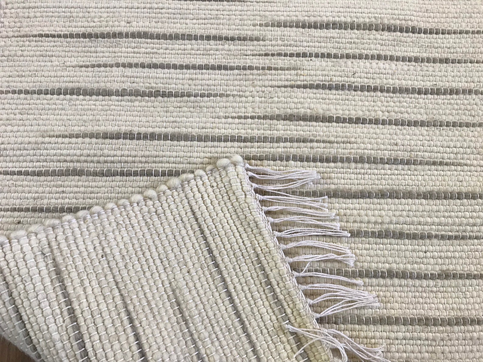 VERMONT WOVEN 2x2 Wool Rug / Cream with Grey Accents Etsy