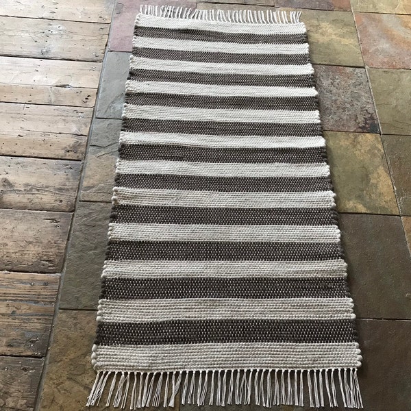 VERMONT WOVEN  2x4  Wool Rug / brown,grey stripes