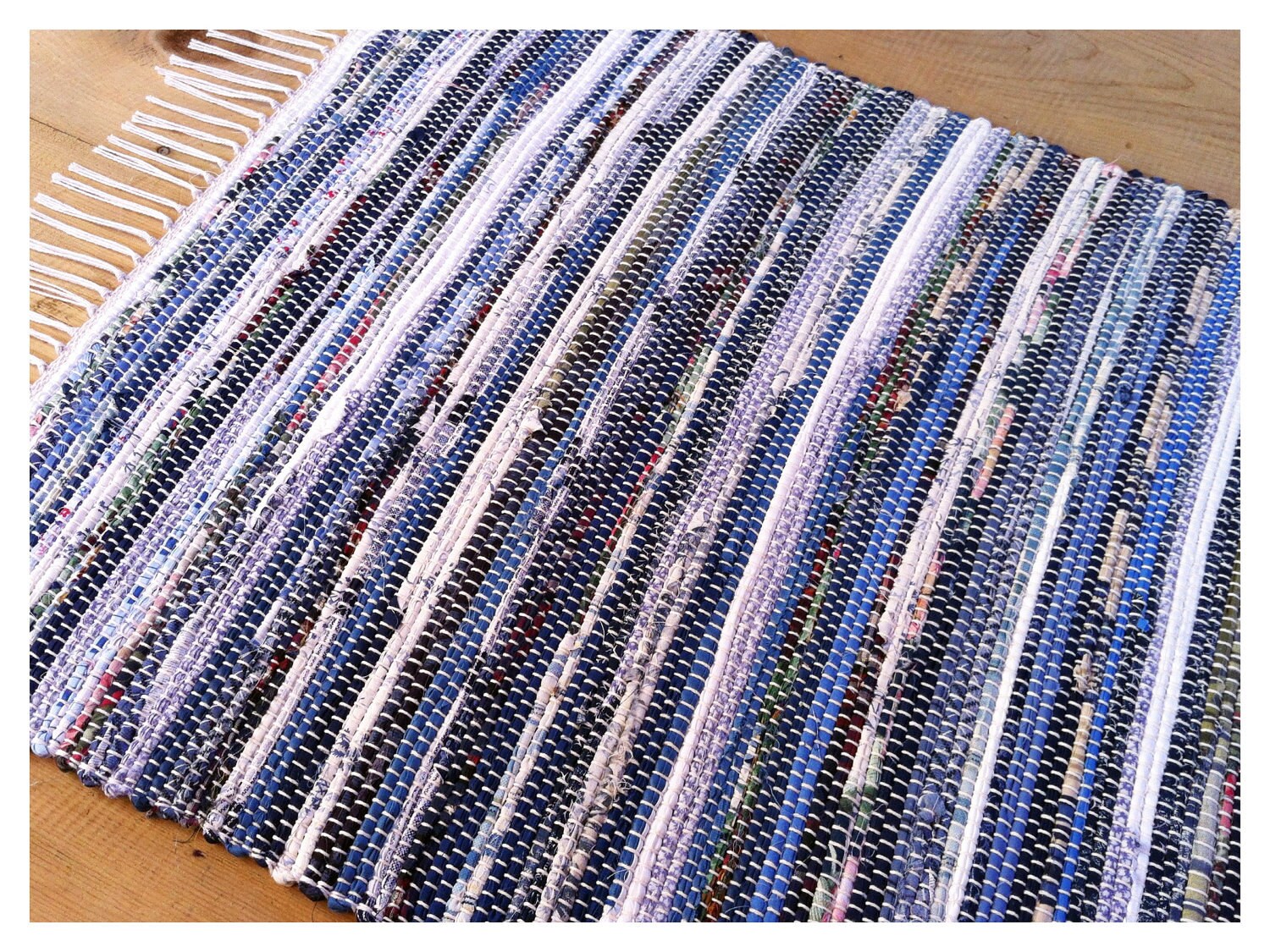 VERMONT WOVEN 2x3 Rag Rug / Light Blue Medium Blue Navy Etsy