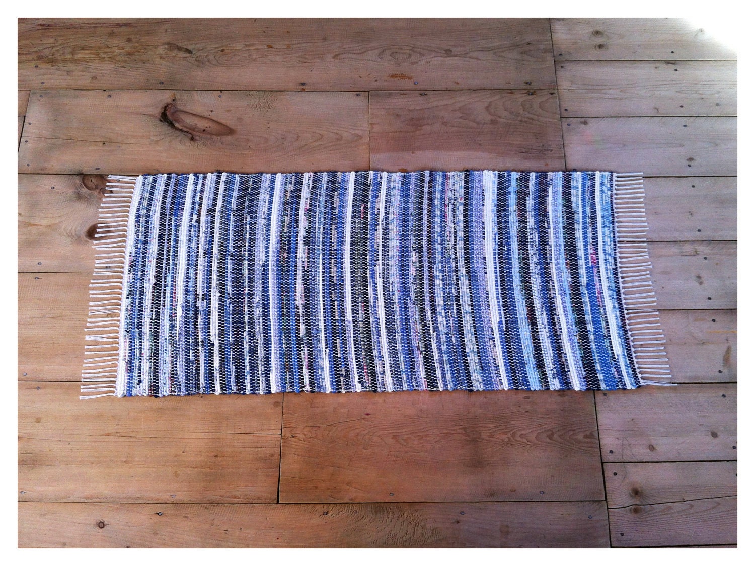 VERMONT WOVEN 2x3 Rag Rug / Light Blue Medium Blue Navy Etsy