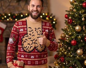 Lustiger, hässlicher Weihnachtspullover, Weihnachtspullover mit Glöckchenmuster, origineller Weihnachtspullover für Männer, Scherzgeschenk für Ehemann, Vater, Bruder, Weihnachtsfeier