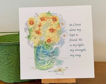 Floral Watercolor Print on Wood with Verse