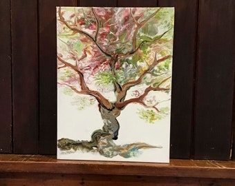 Pink Swirl Tree - Original Acrylic by Marji Stevens