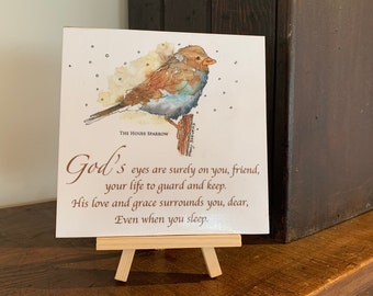 Watercolor Print with Inspirational poem on Wood