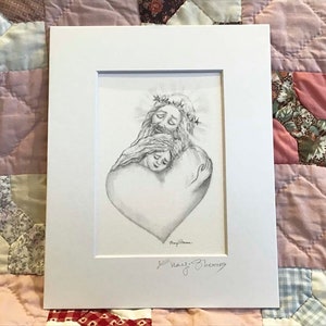 Jesus and Woman Pencil Drawing Print and Notecards