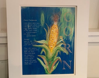 Mixed-Media Corn Print, Kitchen Art