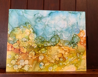 Alcohol Ink Original of Imaginary Landscape