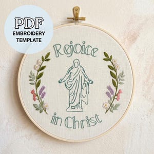 Gläds i Kristus LDS ungdomstema 2027 Broderiring Utskrivbar PDF Ladda ner LDS broderidesign Sista dagars heliga handbroderi Mormon