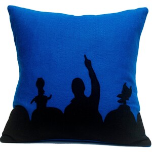 MST3K Appliqued Eco Felt Pillow Cover in Black and Silver Blue