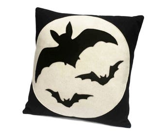 Bats Eco Felt Throw Pillow Cover 18 inches In Stock and Ready to Ship