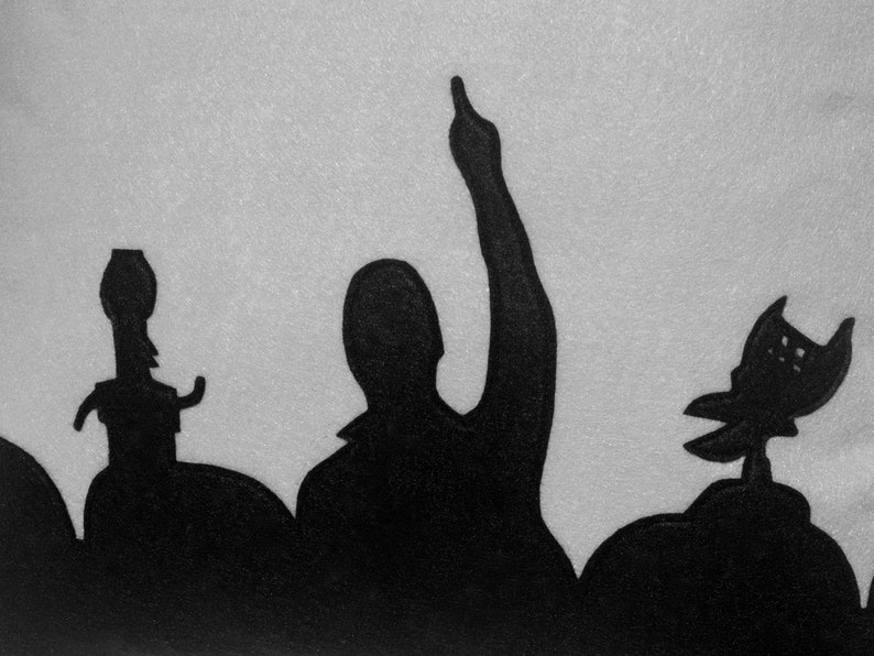 MST3K Appliqued Eco Felt Pillow Cover in Black and Silver image 3