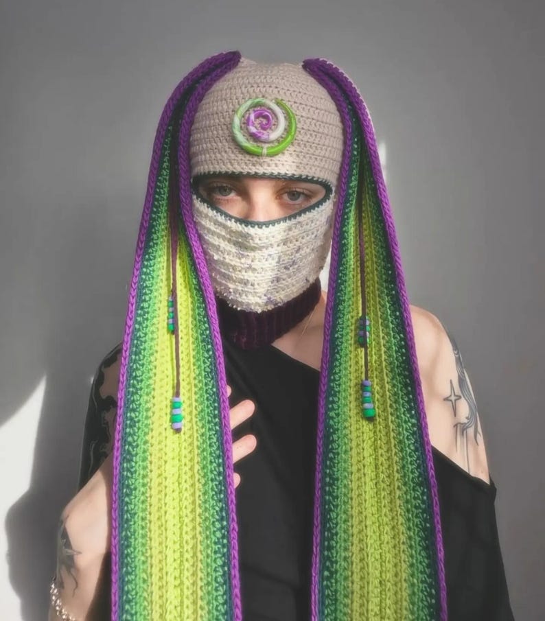 How To Crochet A Rabbit Crochet Ube Matcha Bunny Balaclava - Etsy