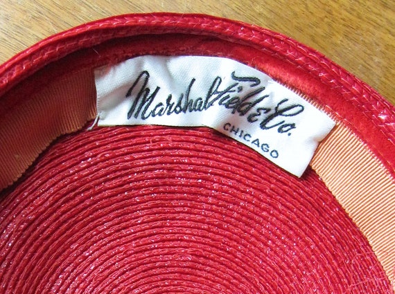 Red Cap with Beading and Netting - Marshall Field… - image 7