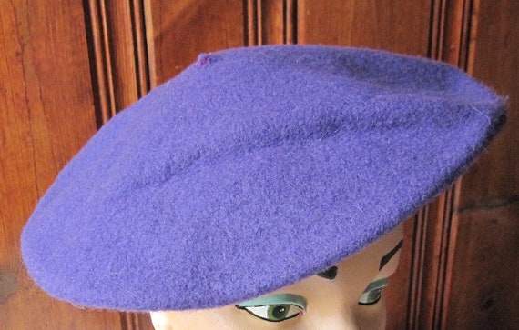 Purple Felt Beret - Vintage Unisex Cap - Dark Lav… - image 5