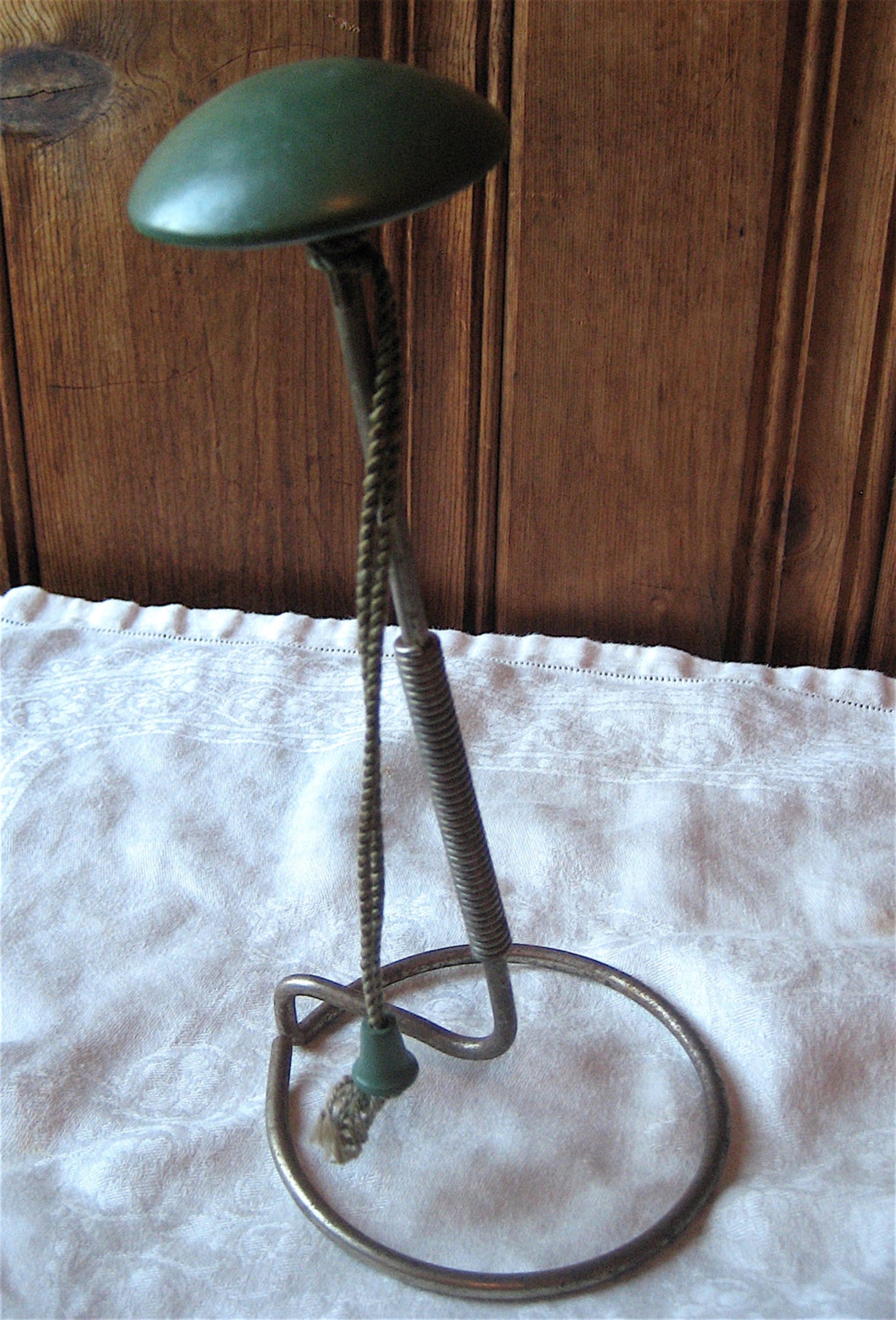 Metal and Wood Hat Stand Vintage Green WoodTop Upright Hat Etsy