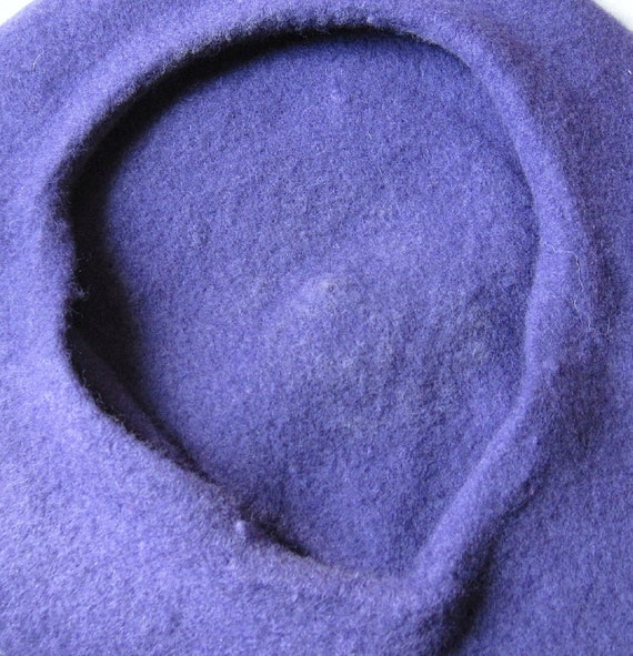 Purple Felt Beret - Vintage Unisex Cap - Dark Lav… - image 7
