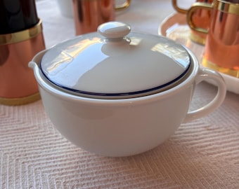 Crate & Barrel Kathleen Wills Epoch Blueline Creamer | 4 inches wide by 2.5 inches tall | Made in Japan