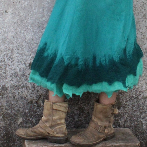 Jupe de fée, jupe portefeuille adaptée à toutes les tailles, jupe tribale en coton avec bords en laine mérinos, jupe lutin pour femme, vêtements hippie