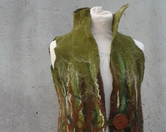 Earthy Winter Waistcoat for Women, Bohemian Clothing, Merino Wool Coat, Pixie Fairy Vest, Hippie Top, Custome Made Waistcoat, Wearable Art