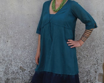 Teal Blue Cotton Meadow Shirtdress, Plus Size Shirt, Women's Clothing, Latest Meadow Shirtdress, Himalayan Long Shirt Dress, Gift for Sister