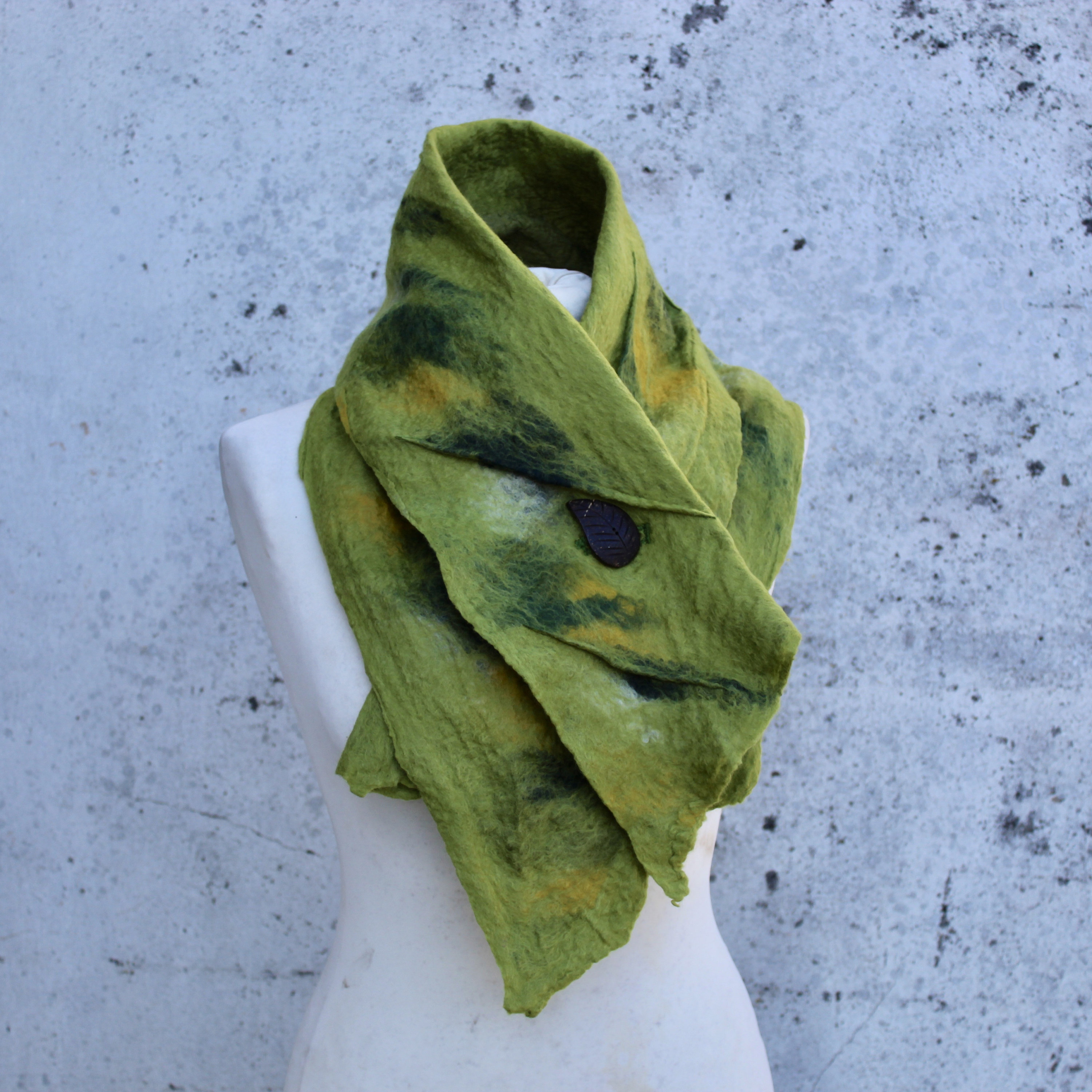 made by wet felting Ffelted delicate scarf for day and evening light scarf from silk and wool merino