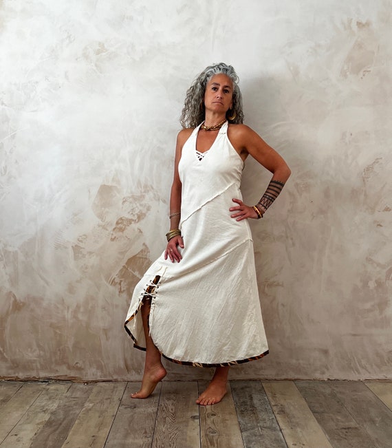 bias cut cotton dress Style muse Ins wears our Art of Bloom Bias Cut Maxi Dress featuring an  exclusive stripe print & made with a cotton-linen blend