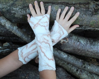 Wrist Warmers, Wool Fingerless Gloves, Handmade Felted Cuffs, Gifts for Her, Unique Fingerless Gloves, Merino Wool Gloves, Handmade Gifts