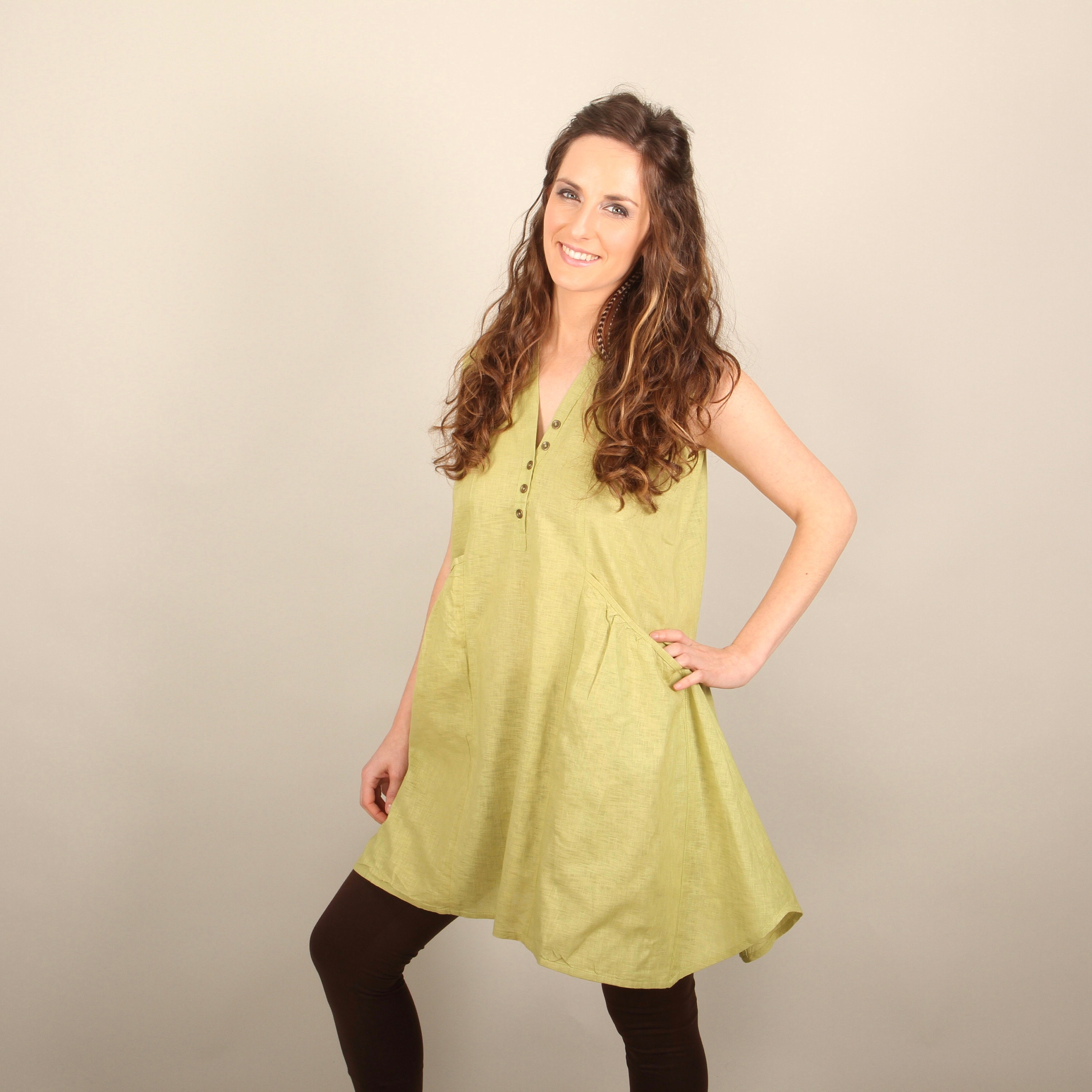 Summer Linen Smock Dress Short Sundress 