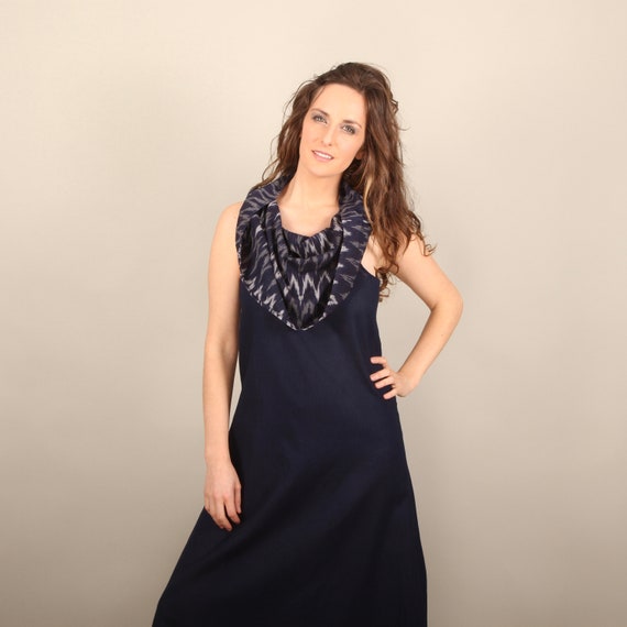 navy cowl neck dress