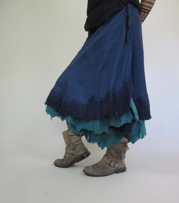 Fantasy Wrap-around Skirt, Wrap Skirt Nuno Felt Petticoat, Fairie