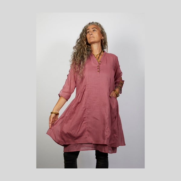 Chemise tunique en coton, blouse pour femme, haut Himalaya, chemisier kurta indien, vêtements bohèmes pour femmes, robe courte ample et grande taille