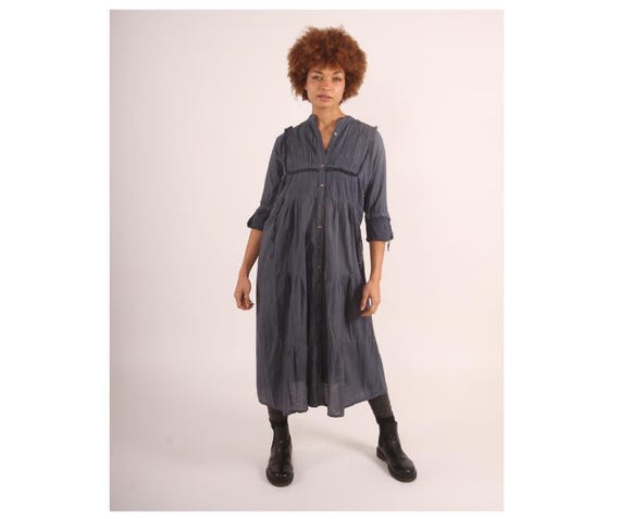 Blue Shirt dress , duster jacket , smock dress, Boho Cotton tunic