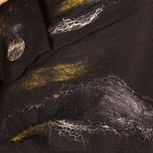 bespoke shawl , Black Nuno felted shawl , unique hand made wool shawl ,wool wrap stole image 5