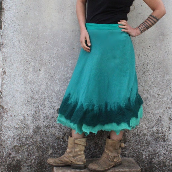 Turquoise Blue Wrap Around Cotton Skirt , Boho Cotton Skirt , Nuno