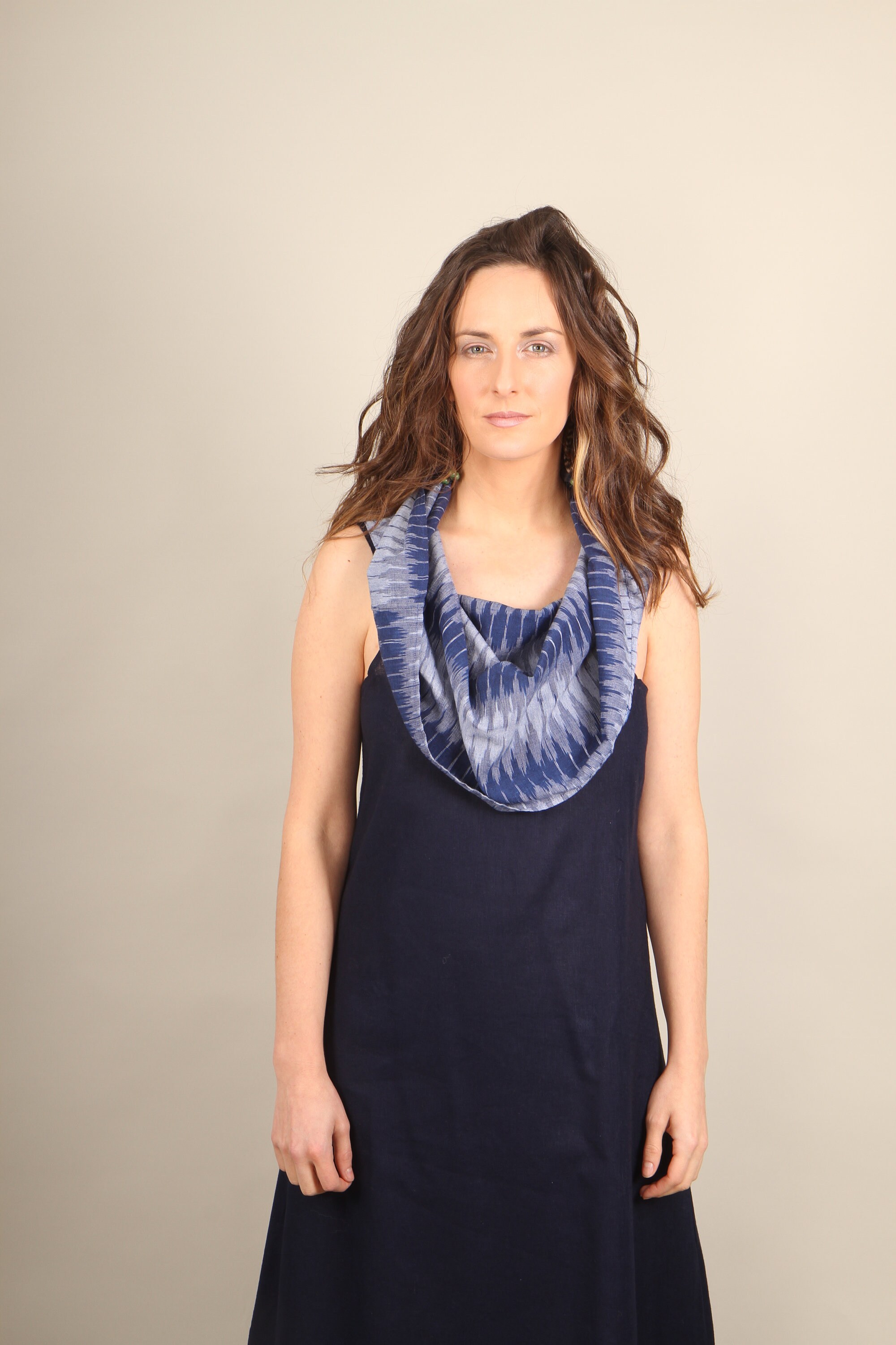 Linen cowl cheap neck dress