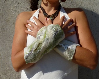 Hand Felted Wool Arm Warmers, Burning Man Cuffs