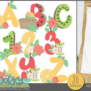 Cute Fruit Alphabet Clipart -Personal and Limited Commercial Use- Fun letters and numbers Clipart