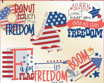 Freedom Clipart -Personal and Limited Commercial Use- Patriotic 4th of July Wordart Clip Art