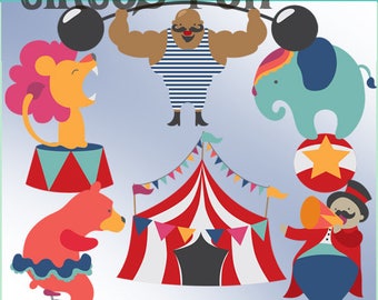 Circus Clipart Set -Personal and Limited Commercial Use- Fun Ringmaster, Elephant, Circus Tent Clip Art