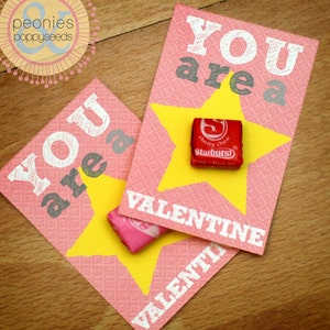 Valentine Printable PDF - Printable Party Supplies - Starburst Candy Valentines Printable