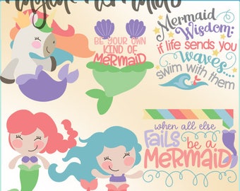 Mermaid Clipart -Personal and Limited Commercial Use- Cute Wordart and Mermaid Clip art