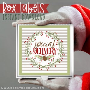 Sonderanfertigung Weihnachtsetiketten für Mini Pizza box und Geschenke - Sofort Download