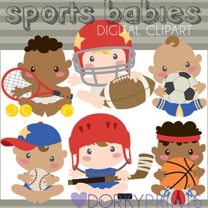 Sports Clipart -Personal and Limited Commercial Use- Basketball, Soccer, Football Baby Clipart