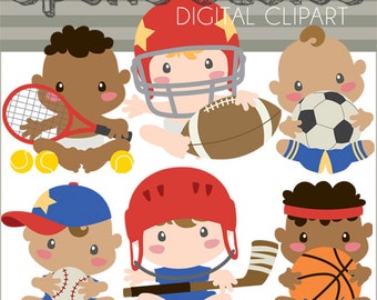 Sports Clipart -Personal and Limited Commercial Use- Basketball, Soccer, Football Baby Clipart