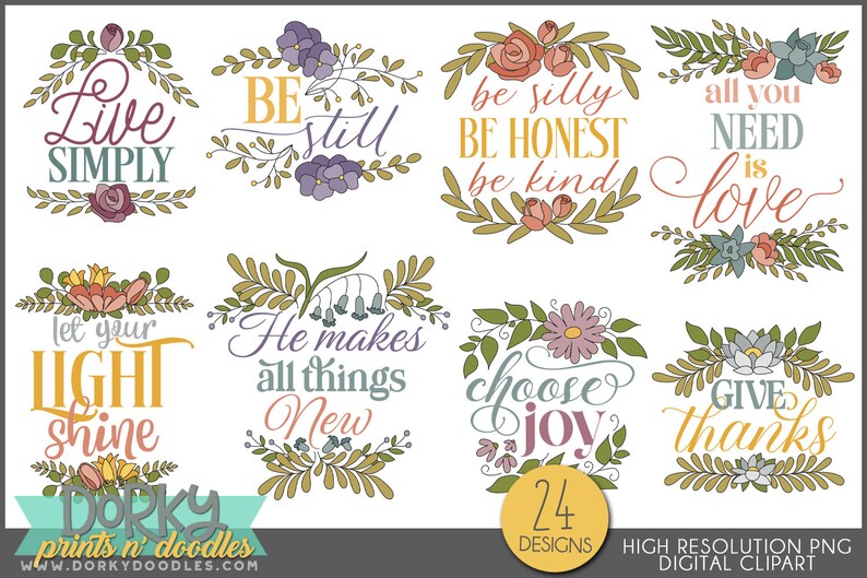 Inspirational Floral Sayings Clipart Pretty Flower Wordart Designs for Sublimation, Cookies, and Stickers image 4