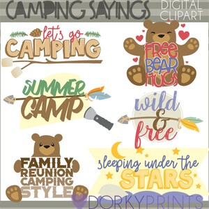 Camping Clipart -Personal and Limited Commercial Use- bear, wild and free, tribal, smores, camp clip art