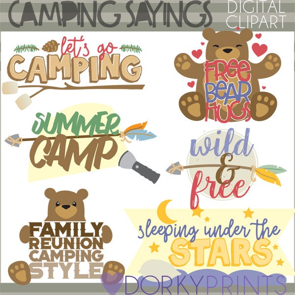 Camping Clipart -Personal and Limited Commercial Use- bear, wild and free, tribal, smores, camp clip art