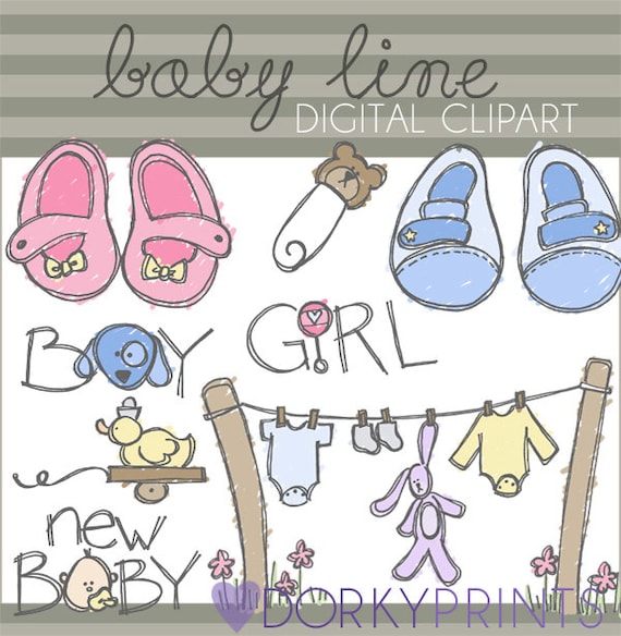 New Baby Clipart -Personal and Limited Commercial Use- baby boy, baby girl, baby booties Clip art